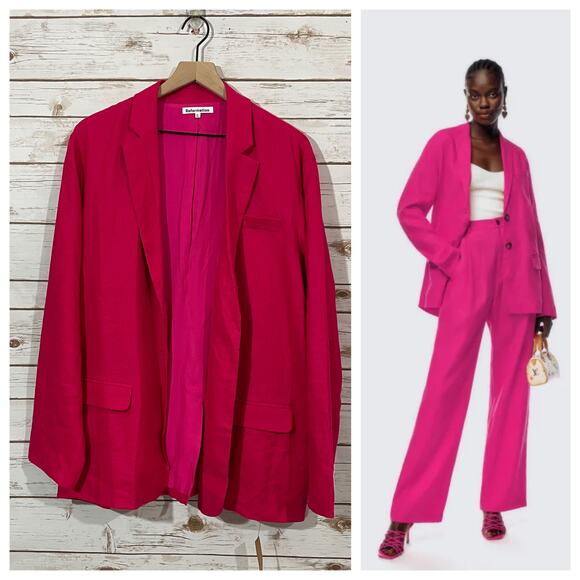 NWT Reformation Stacey Linen Blazer - Corvette Pink - XL - Picture 1 of 14